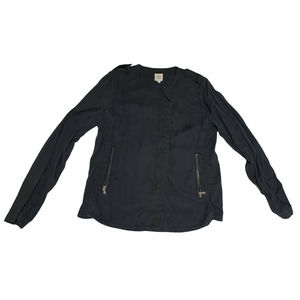 GAP Jacket Mono Tencil Size Large Zip Up Black Multiple Pockets